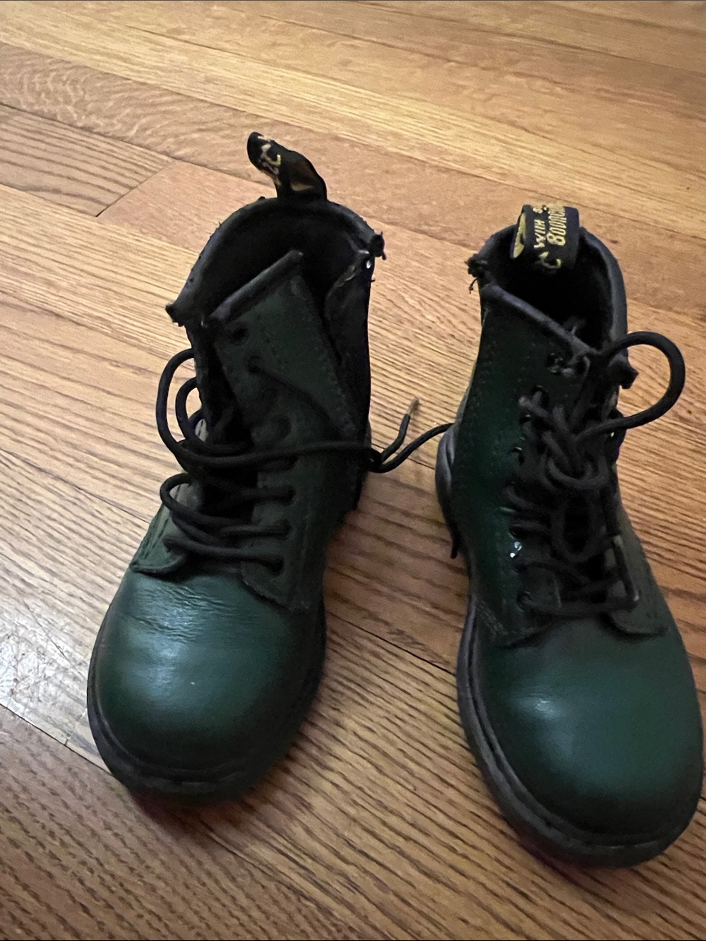 Dr. Martens Kids Dark Green Lace-Up Combat Boots